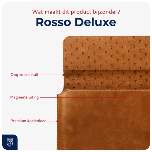 Rosso Deluxe MacBook / Laptop / iPad / Tablet Sleeve tot 11 Inch Echt Leer Bruin afbeelding 2