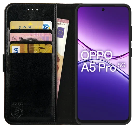 Rosso Element Oppo A5 Pro Hoesje Book Case Wallet Zwart afbeelding 1