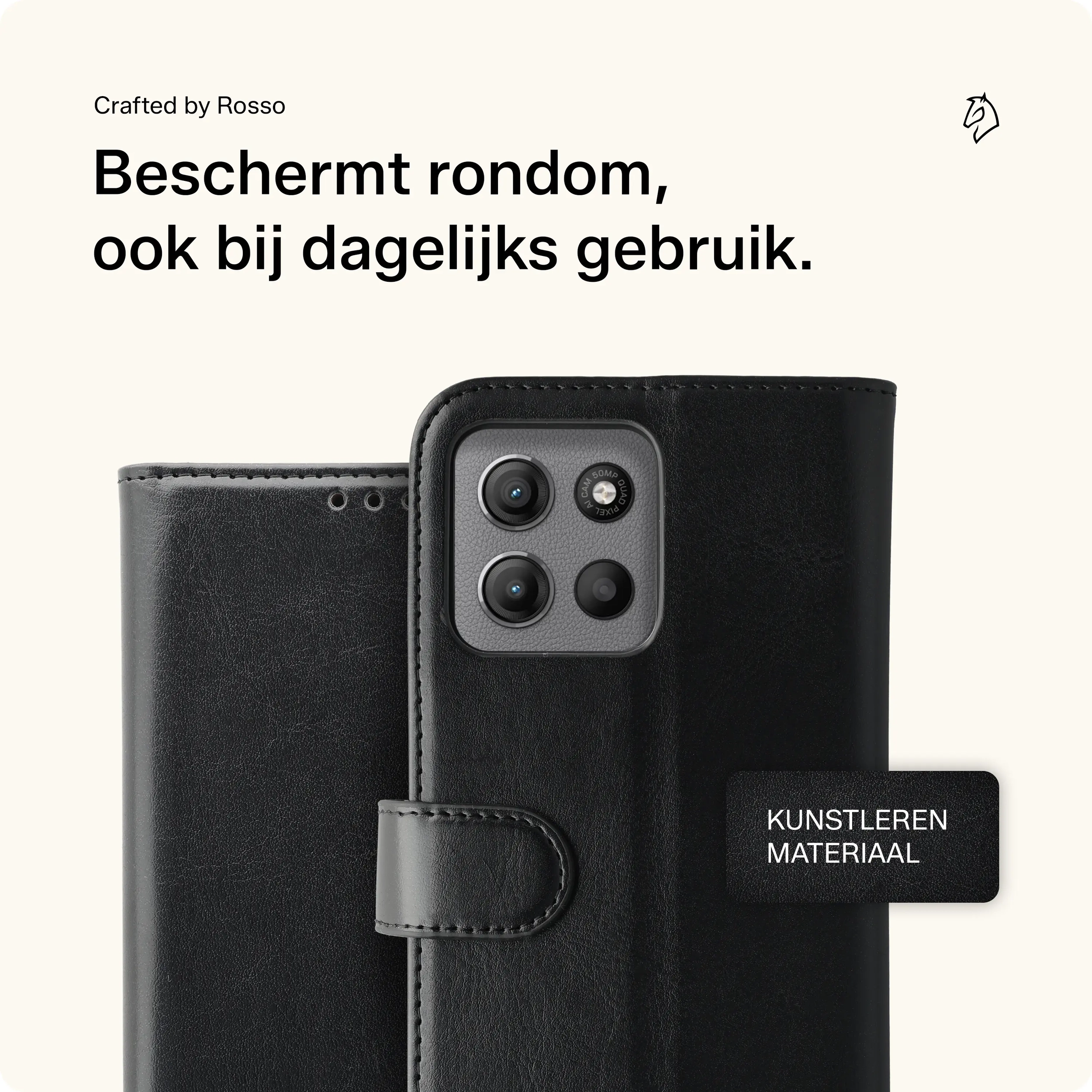 Rosso Element Motorola G15 Power Hoesje Book Case Wallet Zwart afbeelding 3