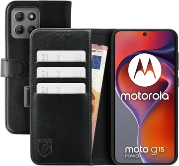 Rosso Element Motorola G15 Power Hoesje Book Case Wallet Zwart
