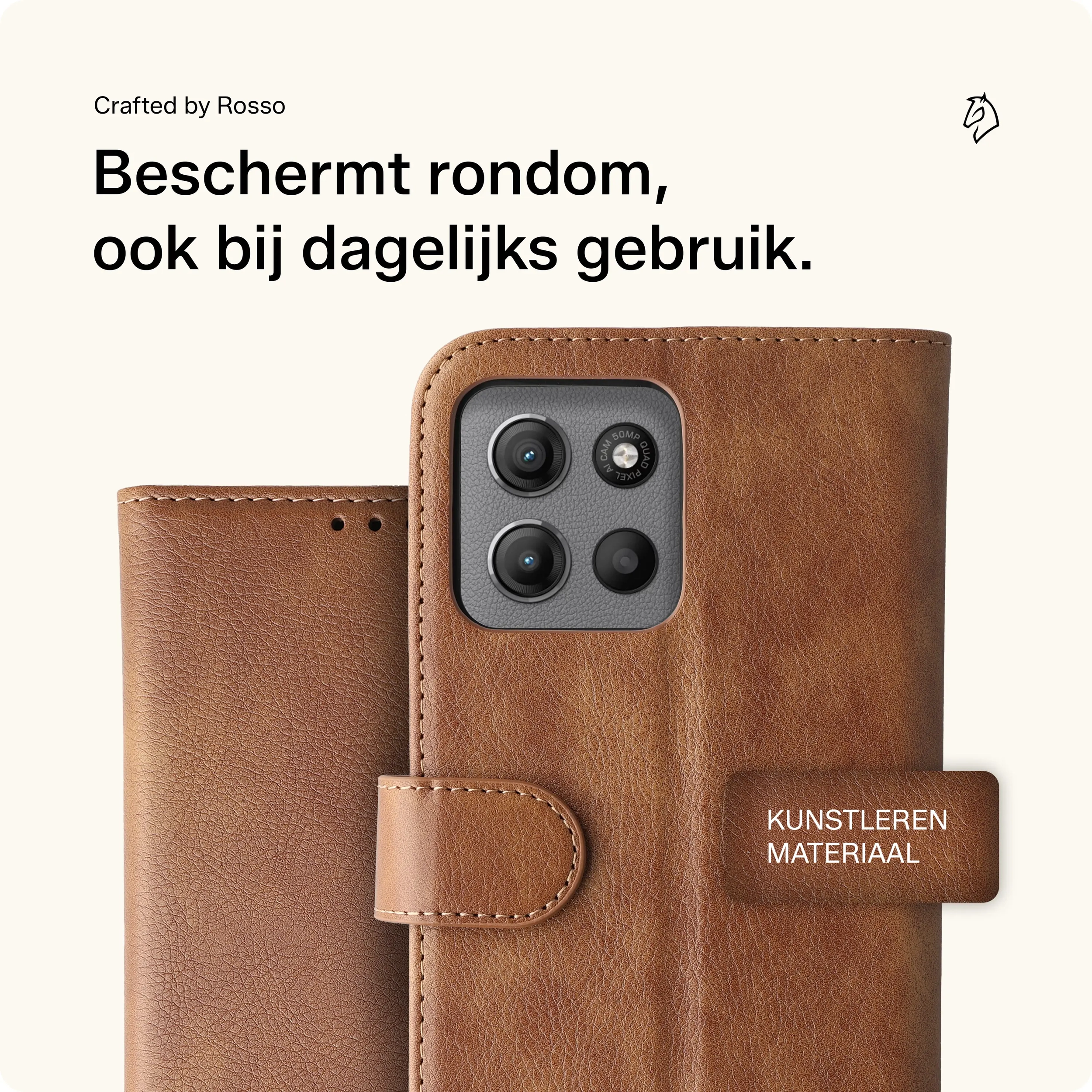 Rosso Element Motorola G15 Power Hoesje Book Case Wallet Bruin afbeelding 3