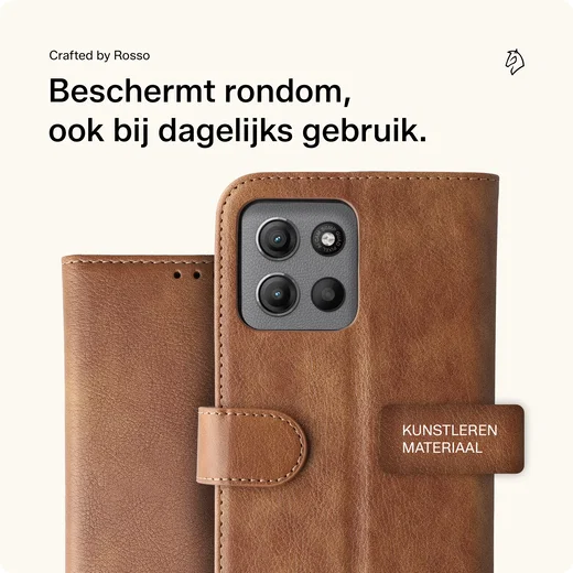 Rosso Element Motorola G15 Power Hoesje Book Case Wallet Bruin afbeelding 3