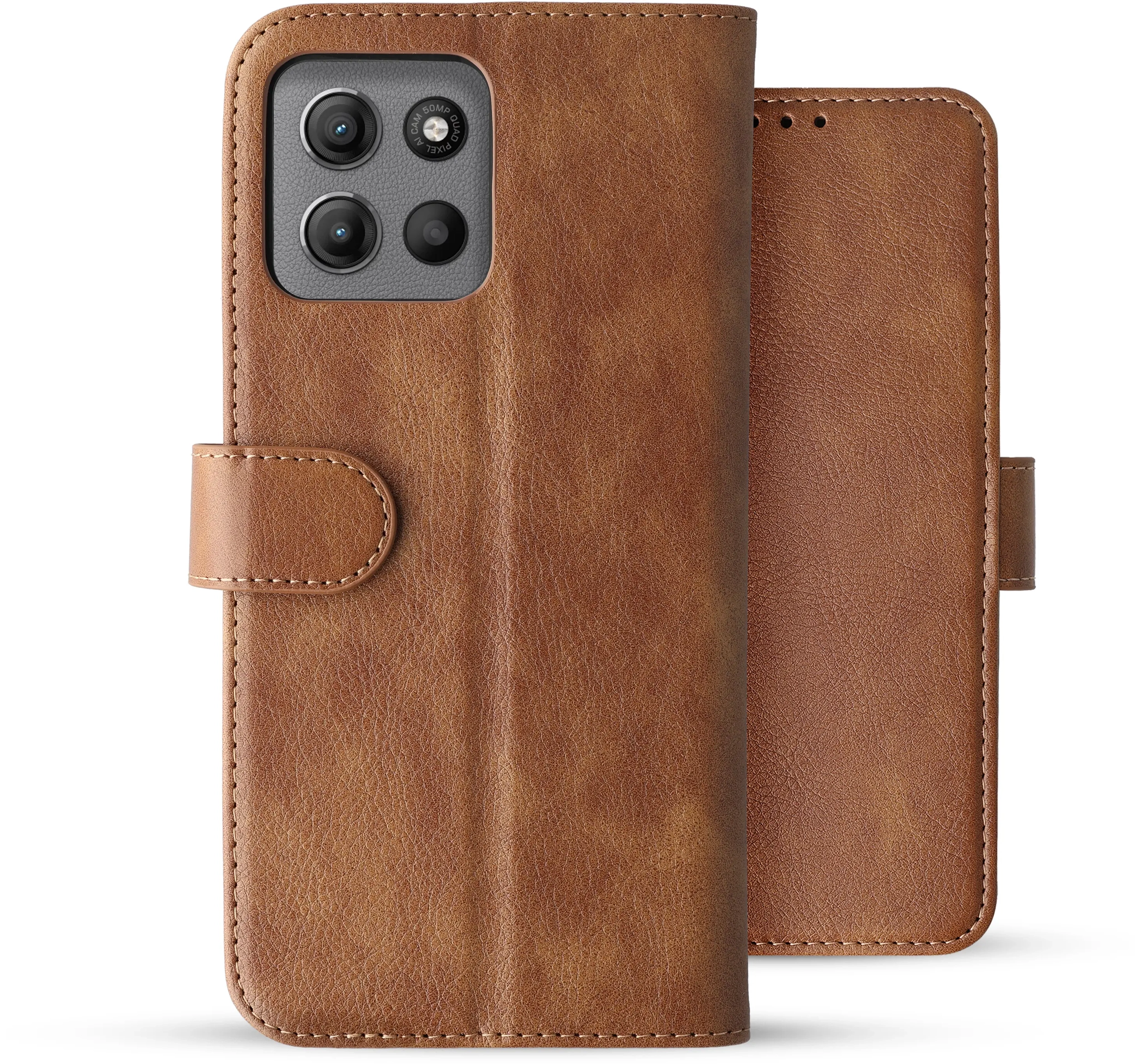 Rosso Element Motorola G15 Power Hoesje Book Case Wallet Bruin afbeelding 2