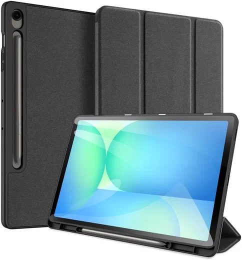 Dux Ducis Domo Samsung Galaxy Tab S10 FE Plus Hoes Tri-Fold Book Case Zwart afbeelding 1