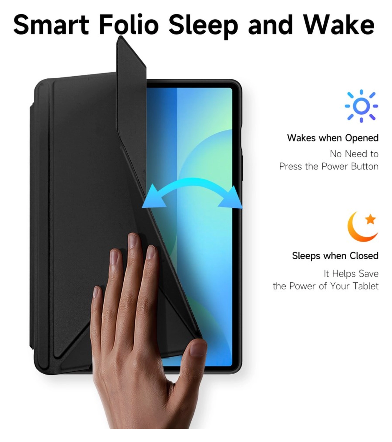 Dux Ducis Magi Samsung Galaxy Tab S10 FE Plus Hoes V-Fold Book Case Zwart afbeelding 4