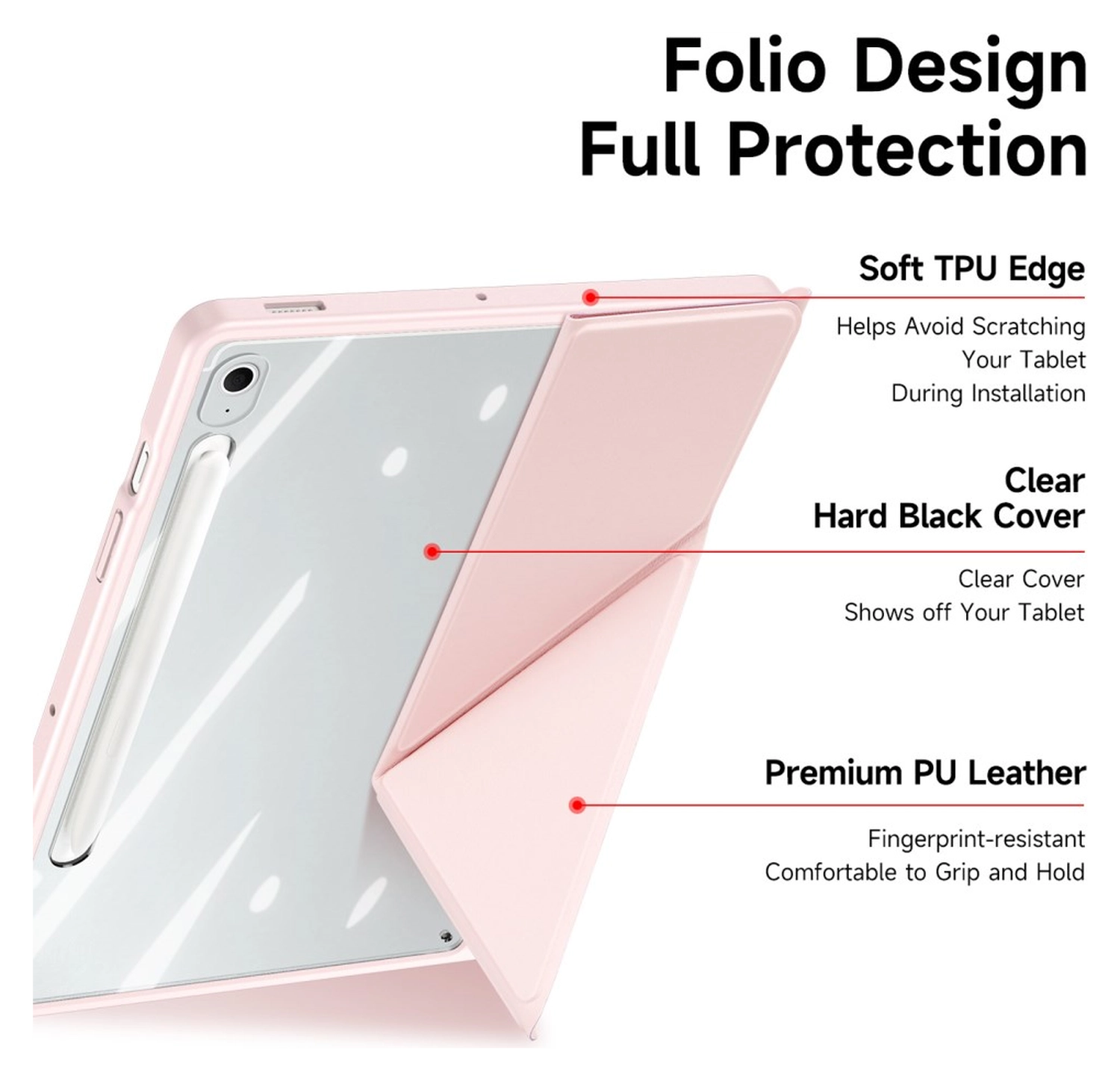 Dux Ducis Magi Samsung Galaxy Tab S10 FE Plus Hoes V-Fold Book Case Roze afbeelding 5