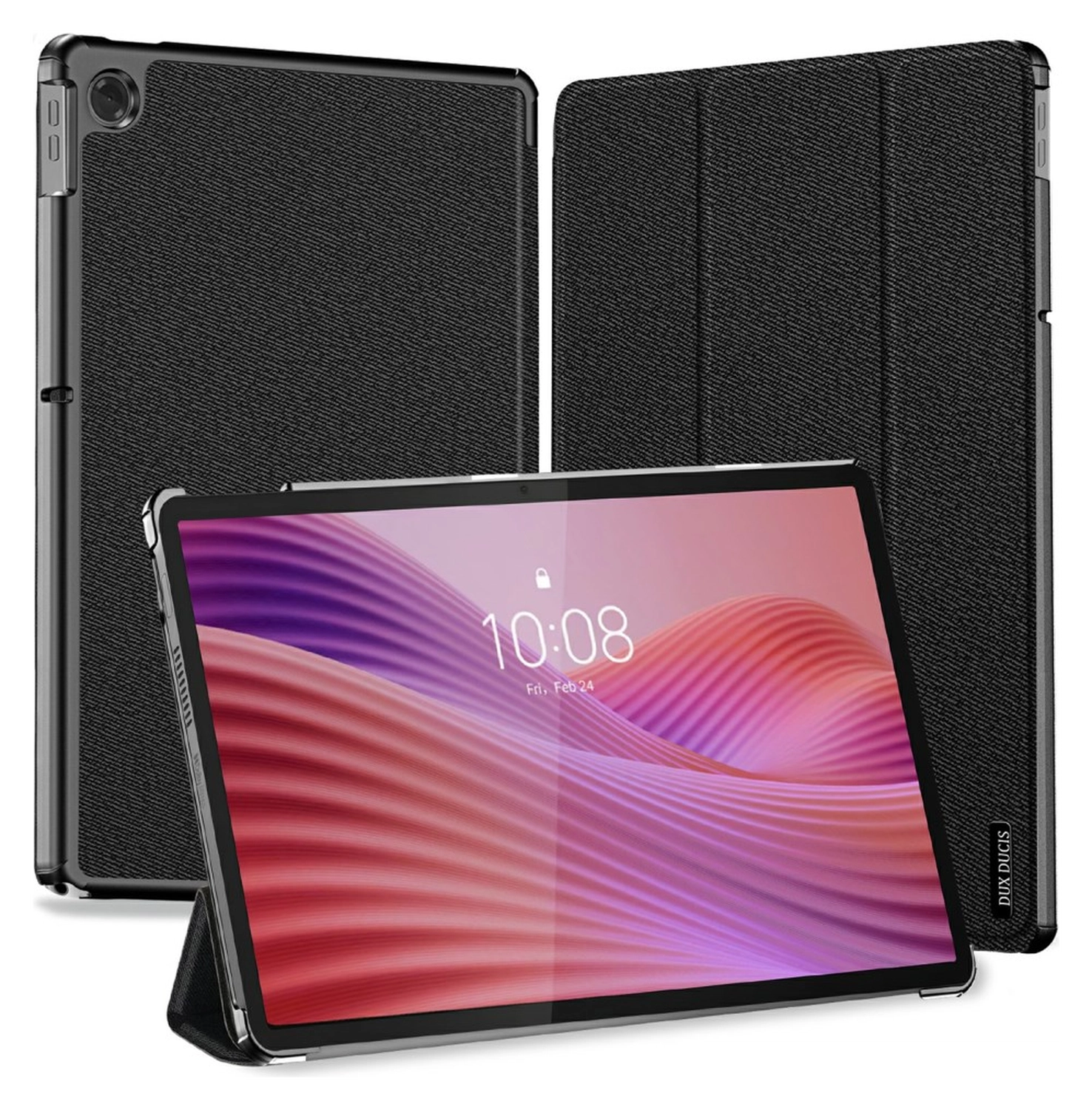 Dux Ducis Domo Lenovo Tab K10 Gen 2 Hoes Tri-Fold Book Case Zwart afbeelding 1