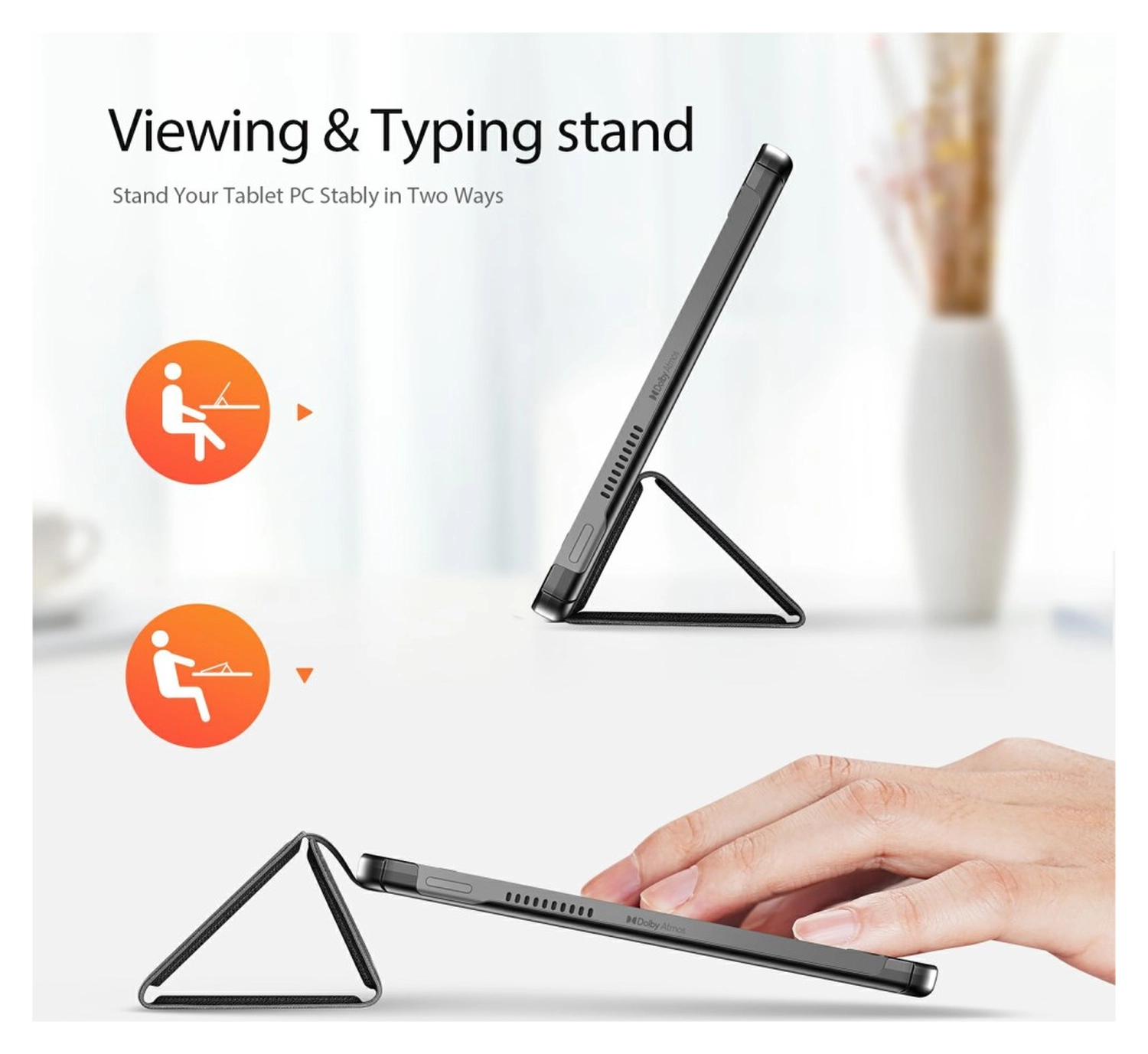 Dux Ducis Domo Lenovo Tab K10 Gen 2 Hoes Tri-Fold Book Case Zwart afbeelding 4