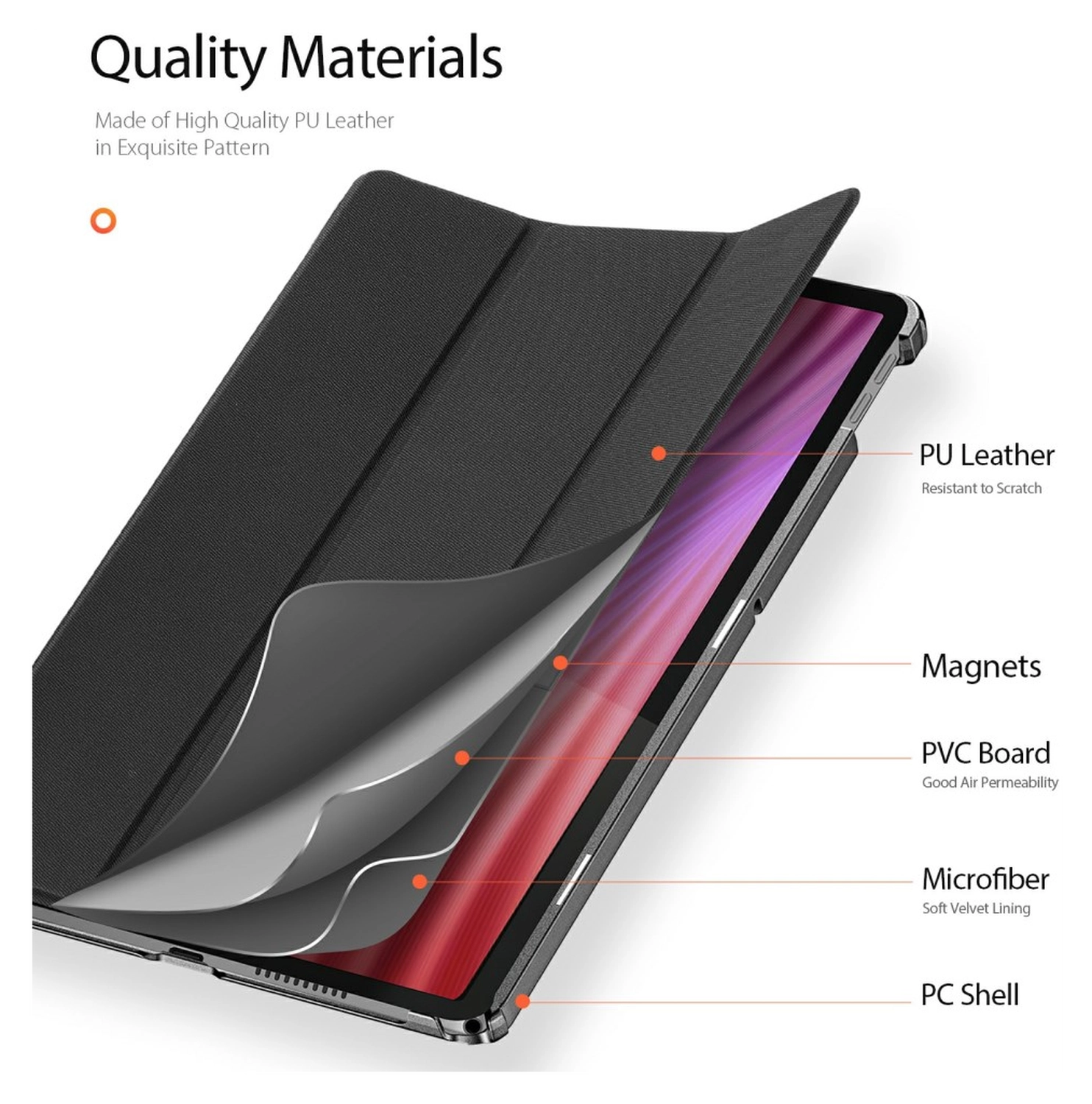 Dux Ducis Domo Lenovo Tab K10 Gen 2 Hoes Tri-Fold Book Case Zwart afbeelding 7