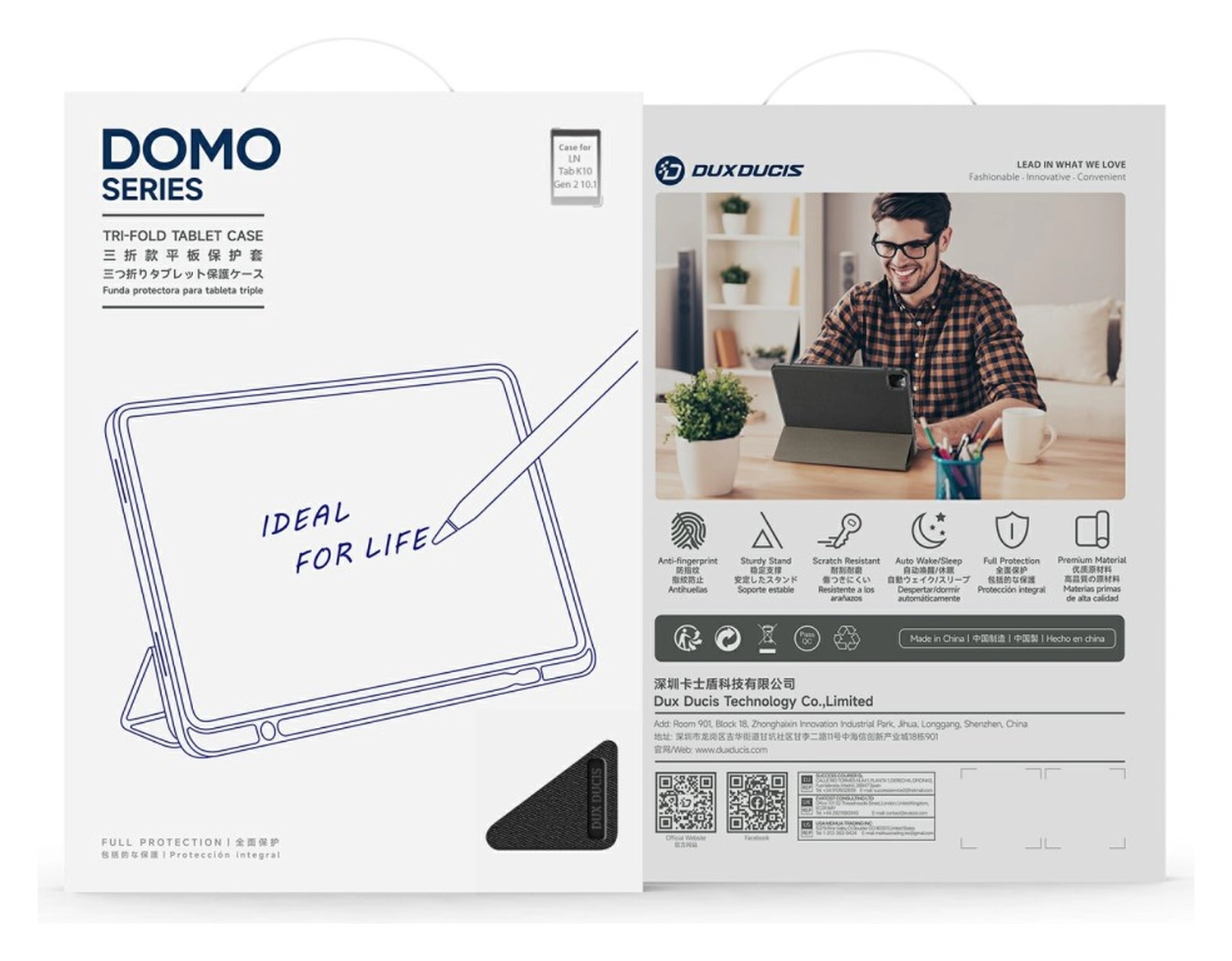 Dux Ducis Domo Lenovo Tab K10 Gen 2 Hoes Tri-Fold Book Case Zwart afbeelding 9