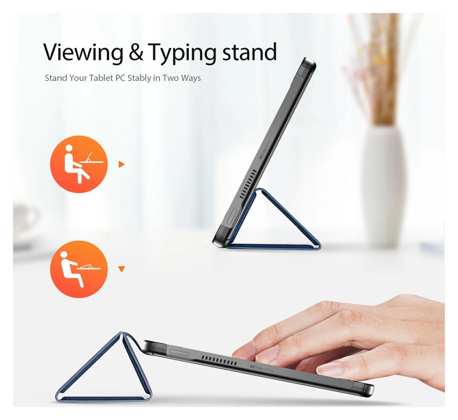 Dux Ducis Domo Lenovo Tab K10 Gen 2 Hoes Tri-Fold Book Case Blauw afbeelding 4