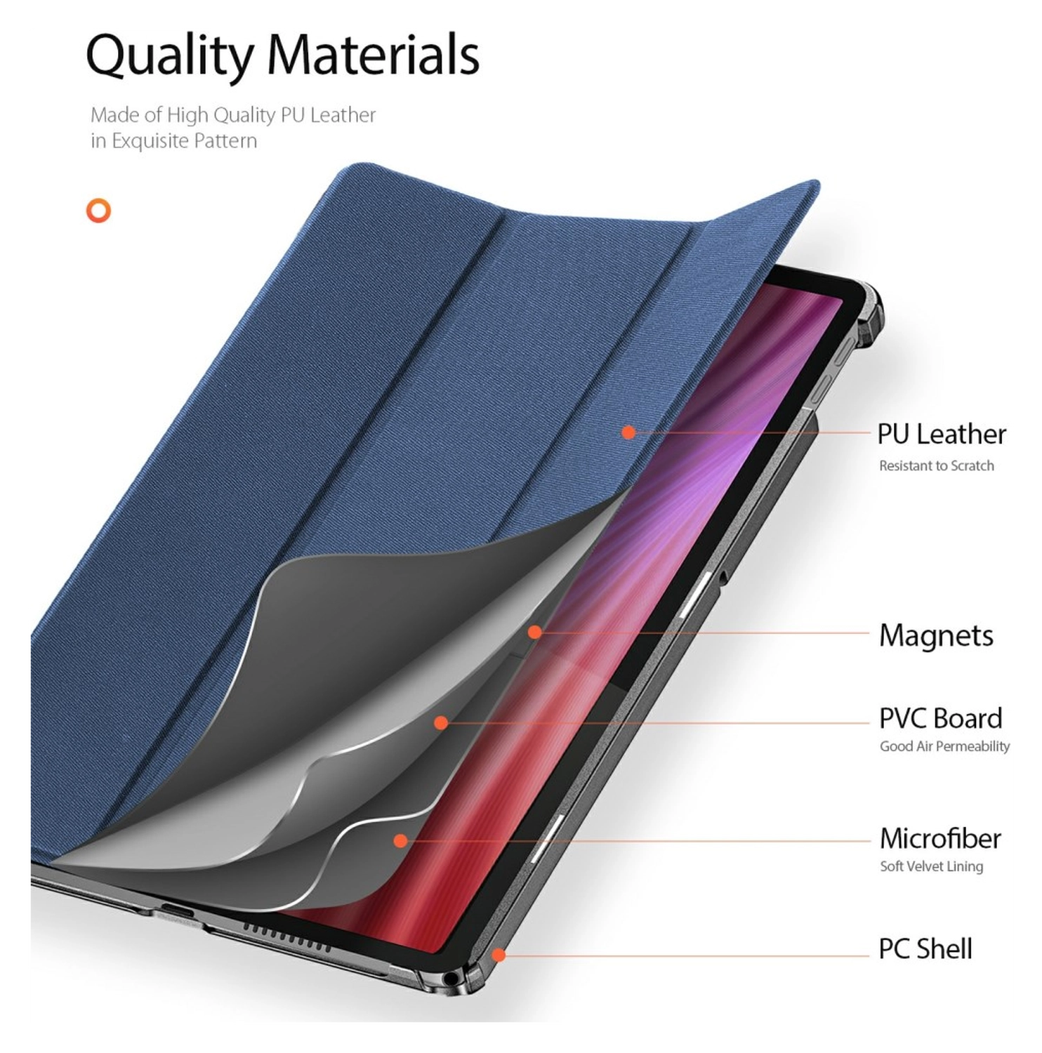 Dux Ducis Domo Lenovo Tab K10 Gen 2 Hoes Tri-Fold Book Case Blauw afbeelding 7