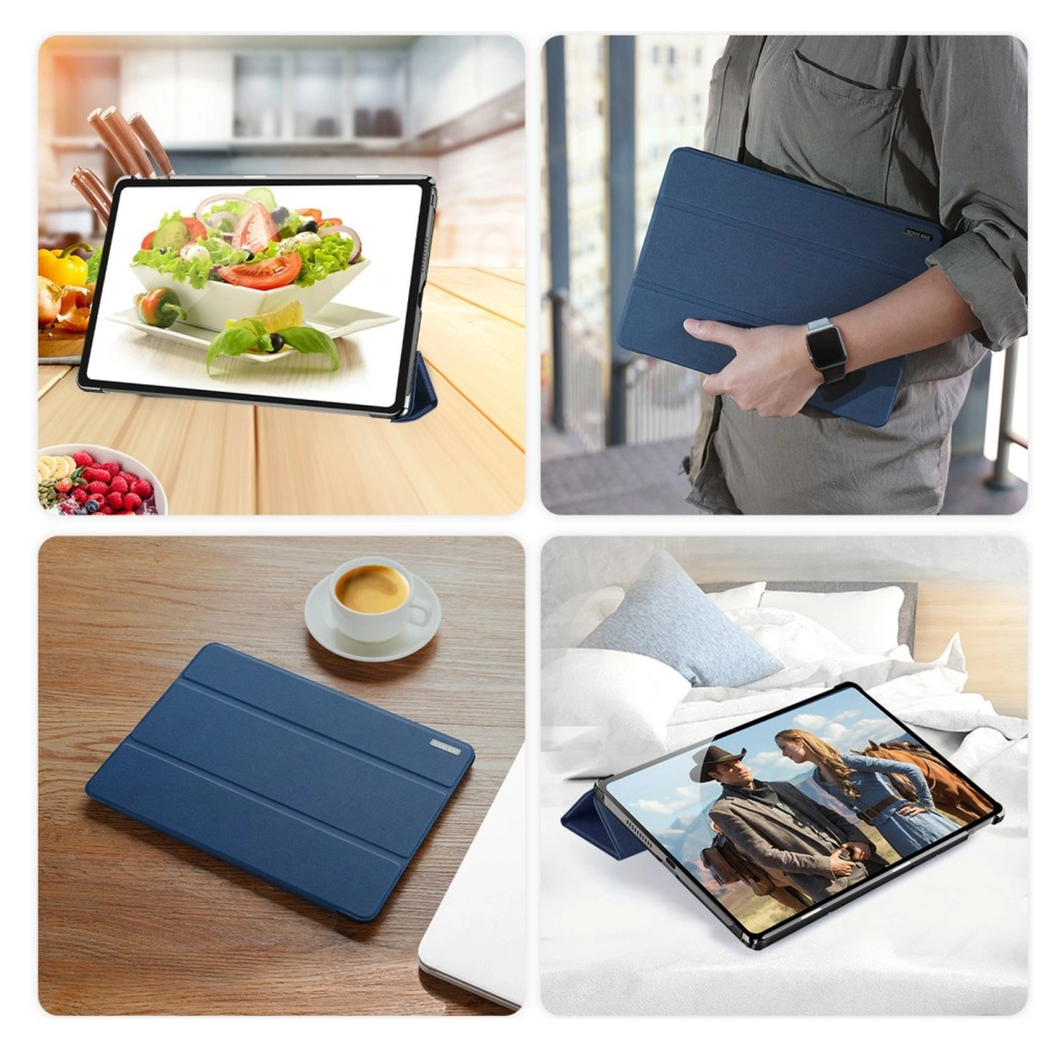 Dux Ducis Domo Lenovo Tab K10 Gen 2 Hoes Tri-Fold Book Case Blauw afbeelding 8