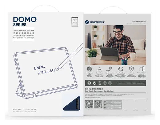 Dux Ducis Domo Lenovo Tab K10 Gen 2 Hoes Tri-Fold Book Case Blauw afbeelding 9