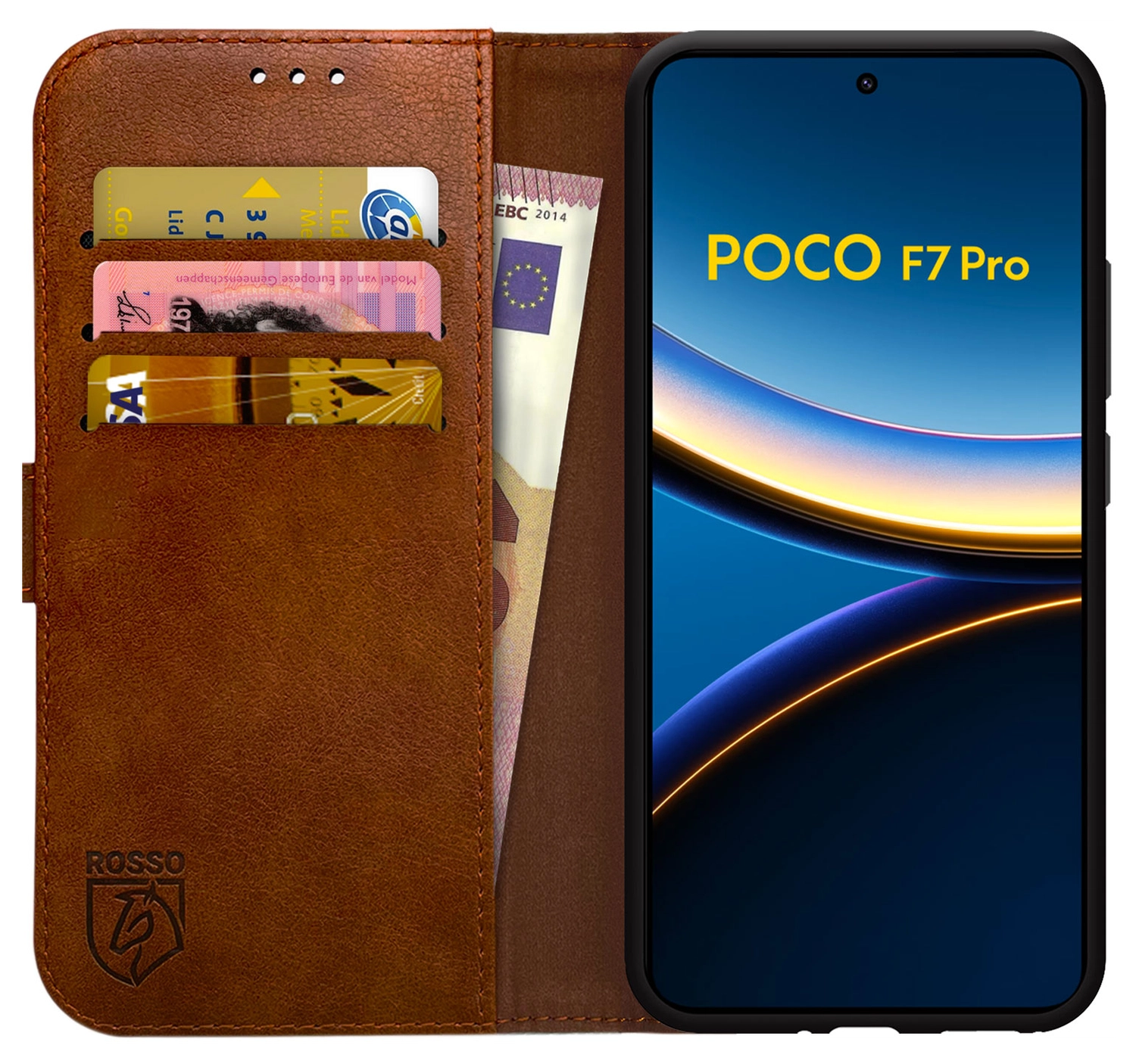 Rosso Element Xiaomi Poco F7 Pro Hoesje Book Case Wallet Bruin afbeelding 1