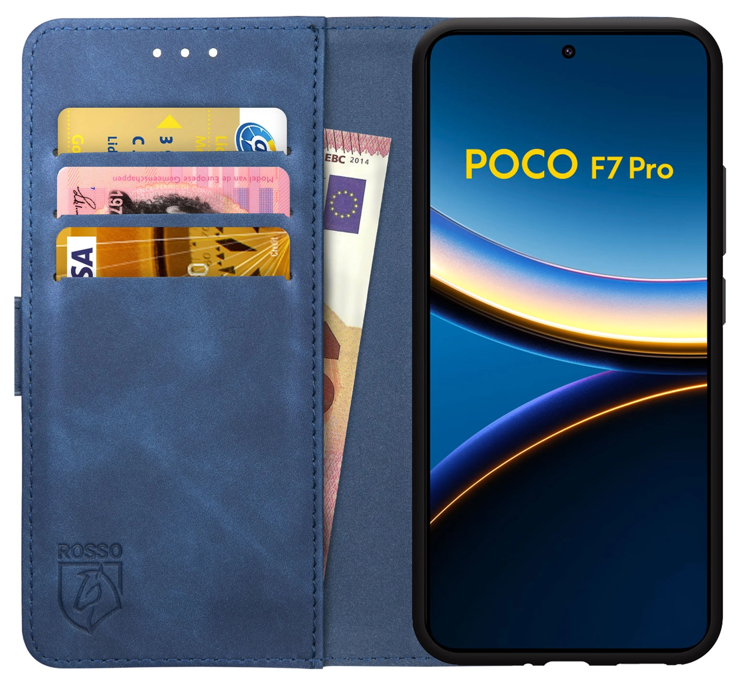 Rosso Element Xiaomi Poco F7 Pro Hoesje Book Case Wallet Blauw afbeelding 1