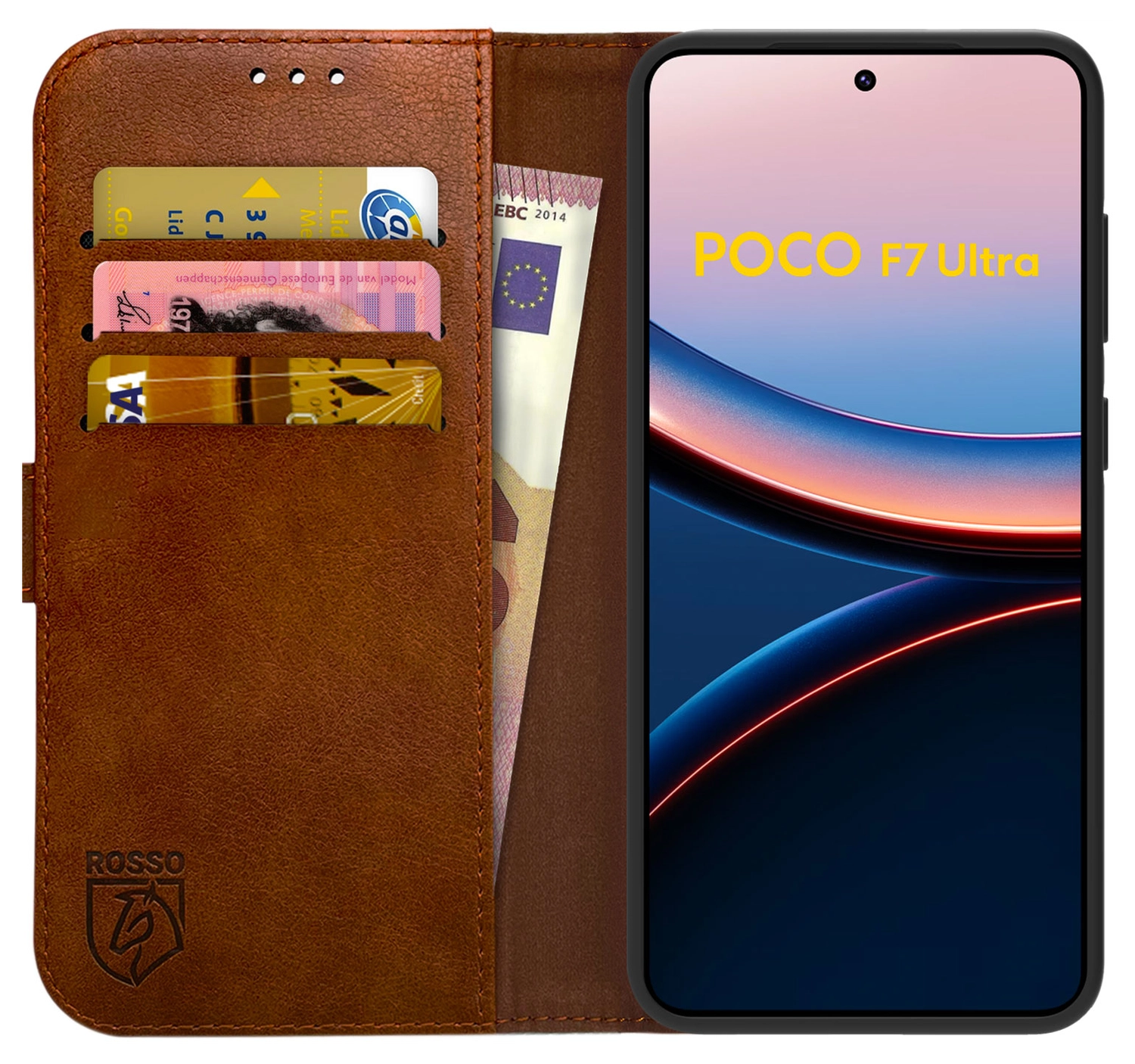 Rosso Element Xiaomi Poco F7 Ultra Hoesje Book Case Wallet Bruin afbeelding 1
