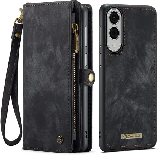 CaseMe 008 Samsung Galaxy S25 Edge Hoesje 2-in-1 Book Case en Back Cover Zwart afbeelding 1