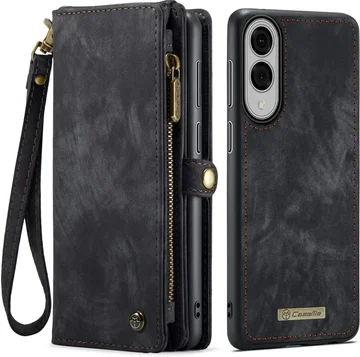 CaseMe 008 Samsung Galaxy S25 Edge Hoesje 2-in-1 Book Case en Back Cover Zwart