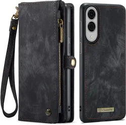CaseMe 008 Samsung Galaxy S25 Edge Hoesje 2-in-1 Book Case en Back Cover Zwart afbeelding