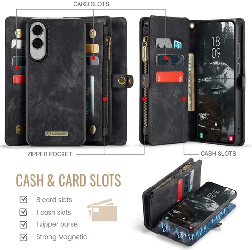 CaseMe 008 Samsung Galaxy S25 Edge Hoesje 2-in-1 Book Case en Back Cover Zwart afbeelding 3