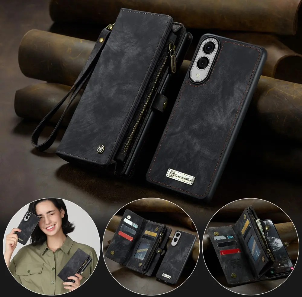 CaseMe 008 Samsung Galaxy S25 Edge Hoesje 2-in-1 Book Case en Back Cover Zwart afbeelding 7