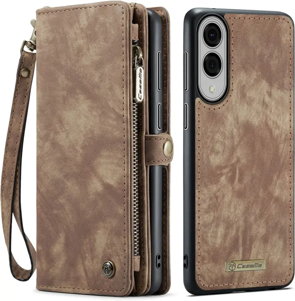 CaseMe 008 Samsung Galaxy S25 Edge Hoesje 2-in-1 Book Case en Back Cover Bruin afbeelding 1
