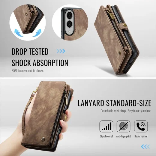 CaseMe 008 Samsung Galaxy S25 Edge Hoesje 2-in-1 Book Case en Back Cover Bruin afbeelding 7