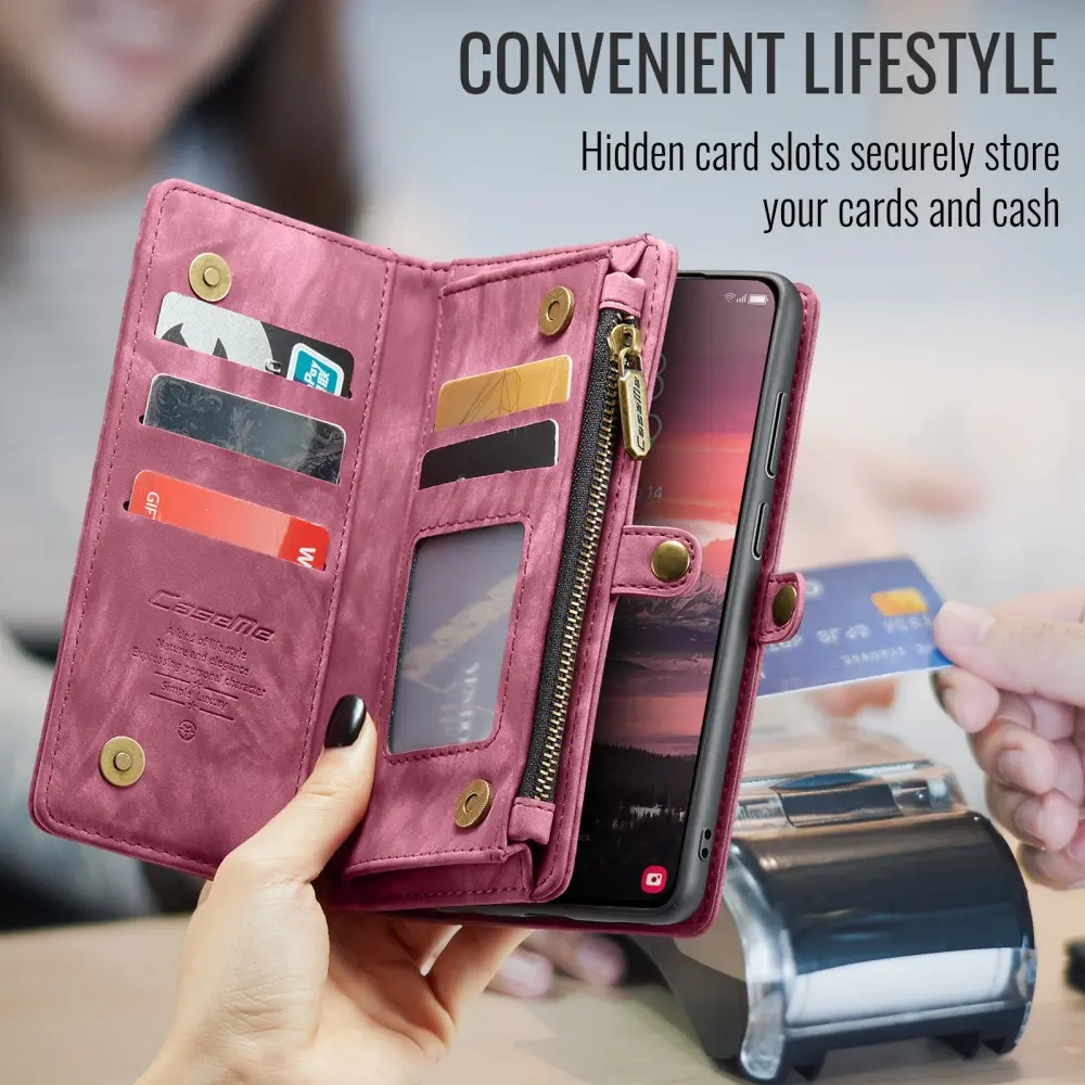 CaseMe 008 Samsung Galaxy S25 Edge Hoesje 2-in-1 Book Case en Back Cover Rood afbeelding 8