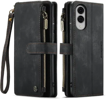 CaseMe C30 Samsung Galaxy S25 Edge Hoesje Pasjeshouder Book Case Zwart