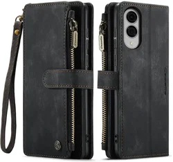 CaseMe C30 Samsung Galaxy S25 Edge Hoesje Pasjeshouder Book Case Zwart afbeelding
