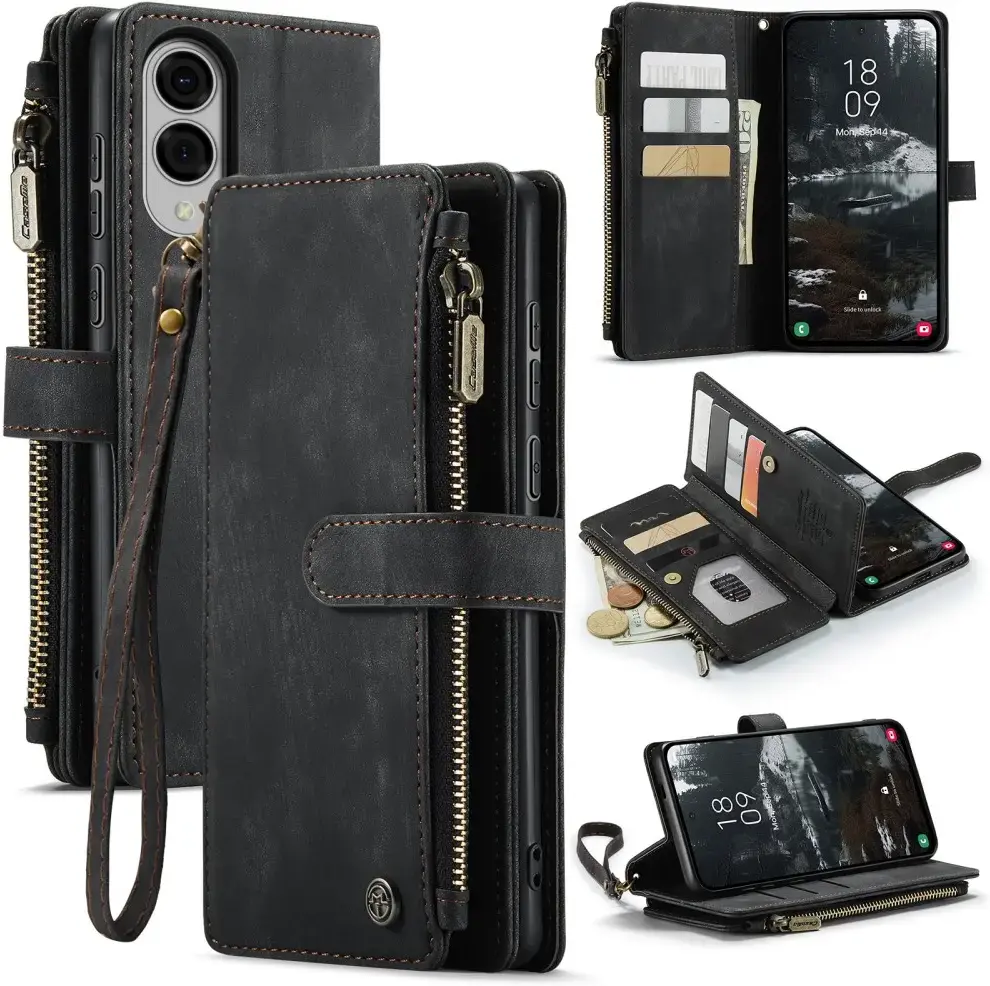 CaseMe C30 Samsung Galaxy S25 Edge Hoesje Pasjeshouder Book Case Zwart afbeelding 2