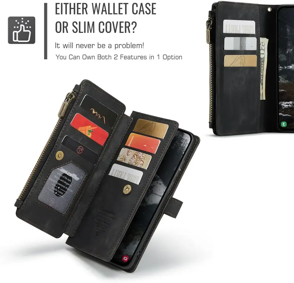 CaseMe C30 Samsung Galaxy S25 Edge Hoesje Pasjeshouder Book Case Zwart afbeelding 4
