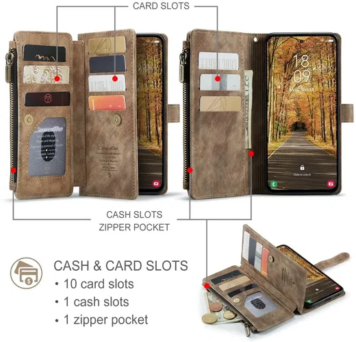 CaseMe C30 Samsung Galaxy S25 Edge Hoesje Pasjeshouder Book Case Bruin afbeelding 3