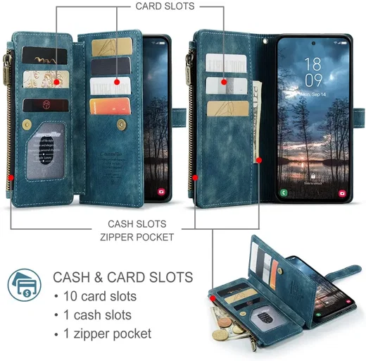 CaseMe C30 Samsung Galaxy S25 Edge Hoesje Pasjeshouder Book Case Blauw afbeelding 3