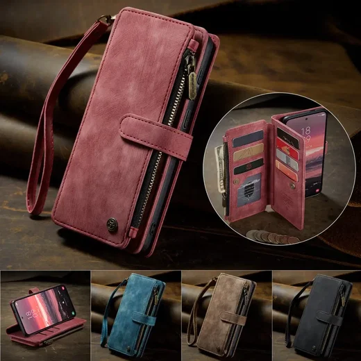 CaseMe C30 Samsung Galaxy S25 Edge Hoesje Pasjeshouder Book Case Rood afbeelding 10