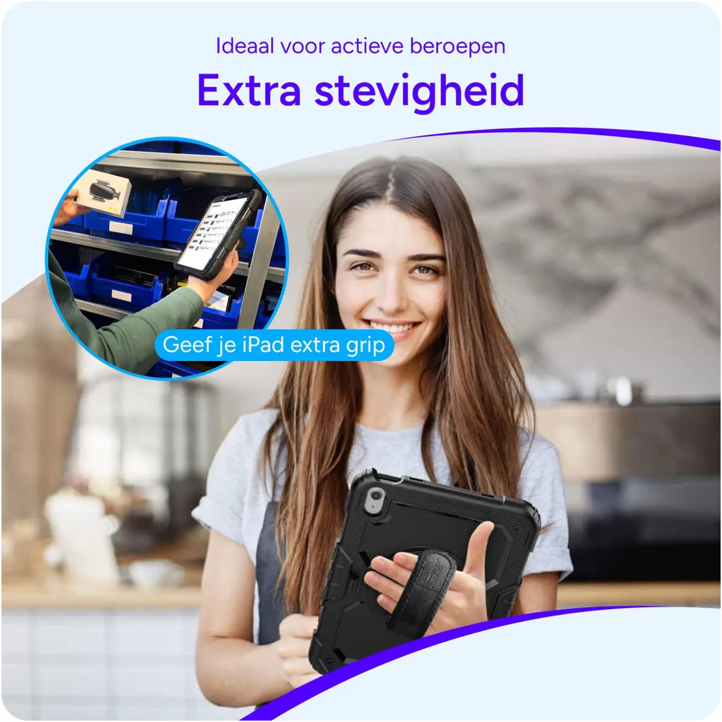 Apple iPad 11 (2025) / 10.9 (2022) Hoes met Screen Protector en Handriem Roze afbeelding 7
