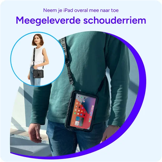 Apple iPad 11 (2025) / 10.9 (2022) Hoes met Screen Protector en Handriem Roze afbeelding 8