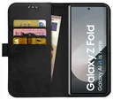 Rosso Deluxe Samsung Galaxy Z Fold 7 Hoesje Echt Leer Book Case Zwart