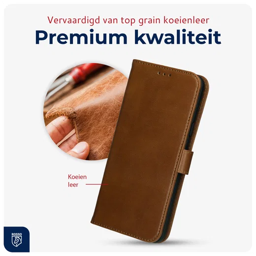 Rosso Deluxe Samsung Galaxy Z Fold 7 Hoesje Echt Leer Book Case Bruin afbeelding 4