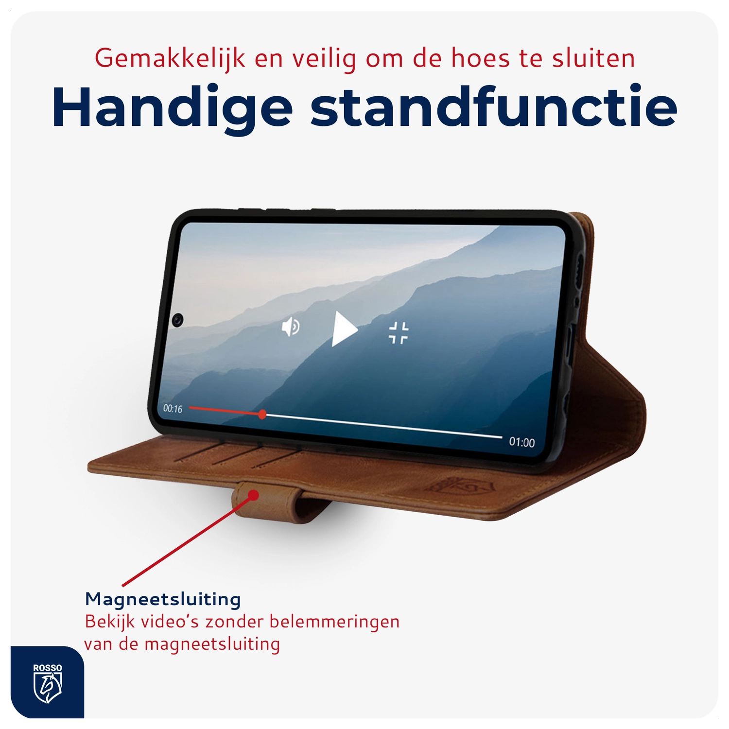 Rosso Deluxe Samsung Galaxy Z Fold 7 Hoesje Echt Leer Book Case Bruin afbeelding 8