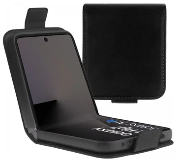 Rosso Deluxe Samsung Galaxy Z Flip 7 Hoesje Echt Leer Book Case Zwart