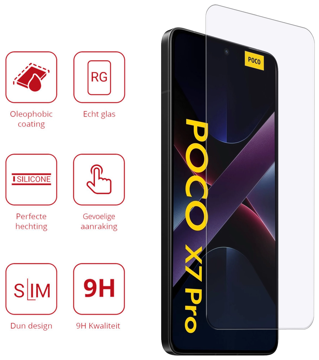 Rosso Xiaomi Poco X7 Pro 9H Tempered Glass Screen Protector afbeelding 2