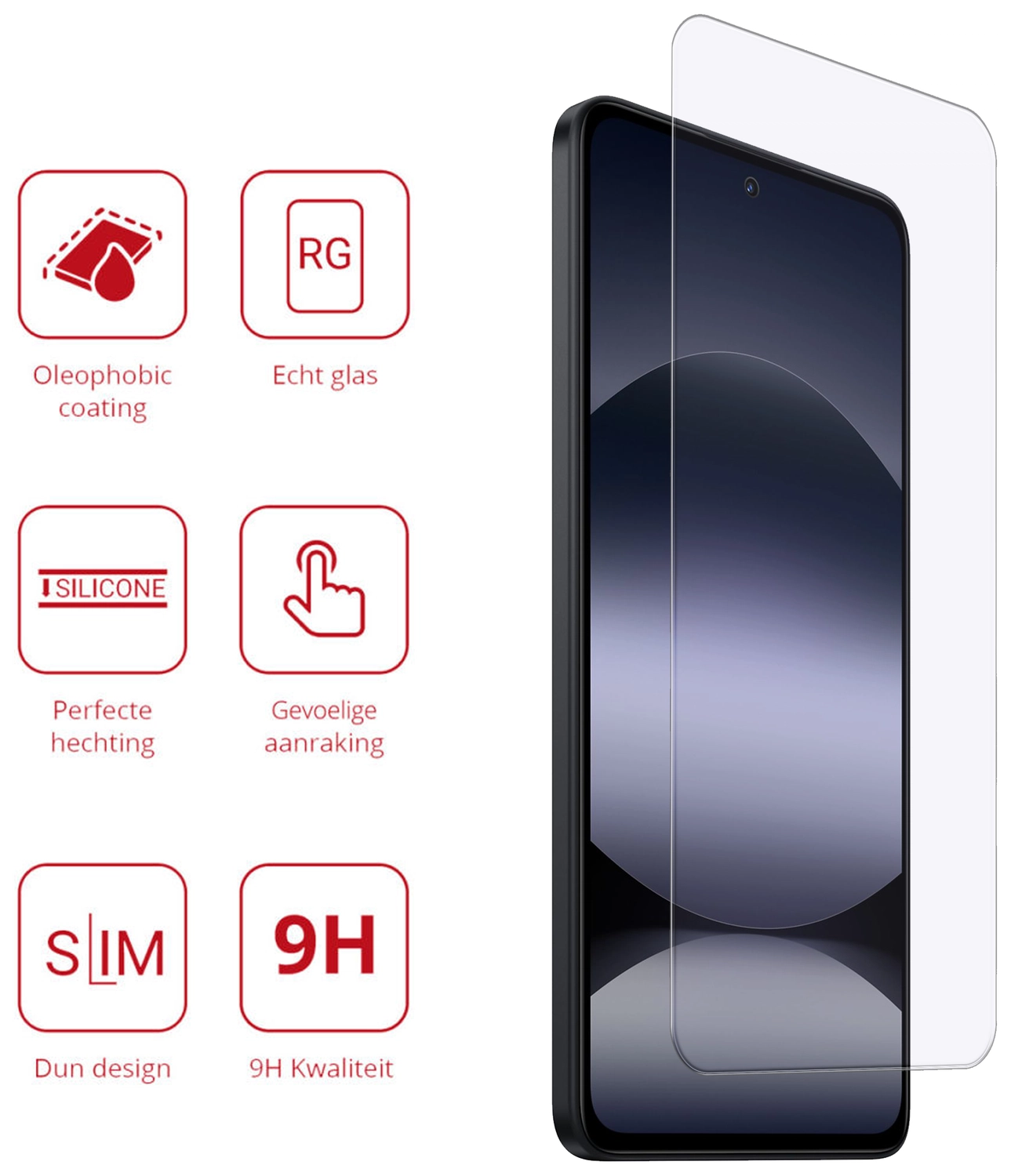 Rosso Xiaomi Redmi Note 14 5G 9H Tempered Glass Screen Protector afbeelding 2