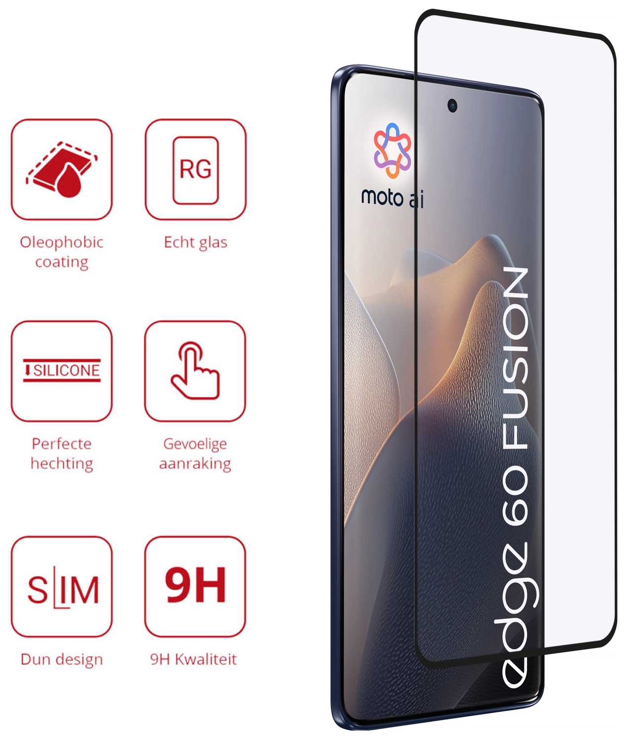 Rosso Motorola Edge 60 Fusion 9H Tempered Glass Screen Protector afbeelding 2