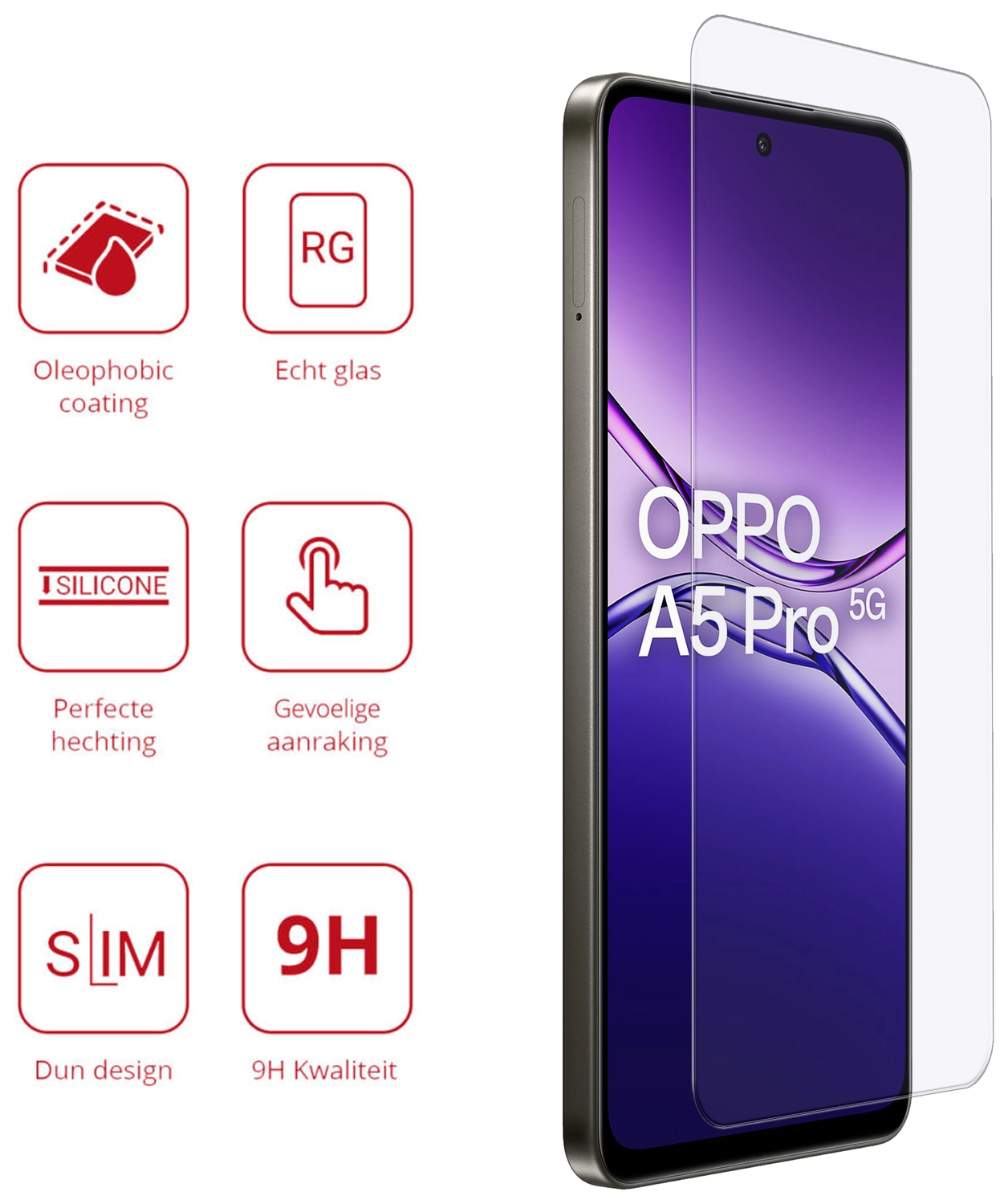 Rosso Oppo A5 Pro 9H Tempered Glass Screen Protector afbeelding 2