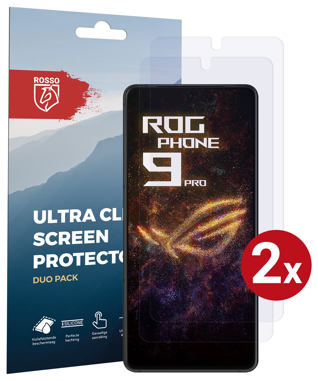 Rosso ASUS ROG Phone 9 Pro Screen Protector Case Friendly Folie Duo Pack afbeelding 1