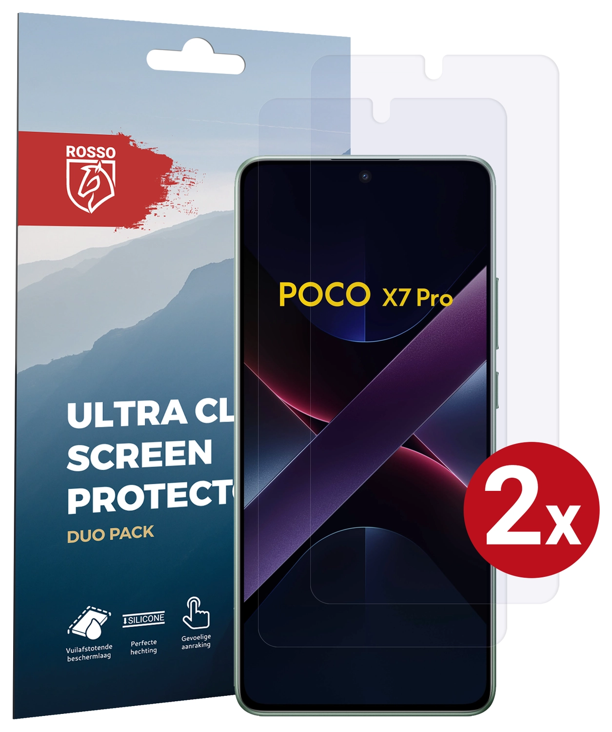 Rosso Xiaomi Poco X7 Pro Screen Protector Case Friendly Folie Duo Pack afbeelding 1