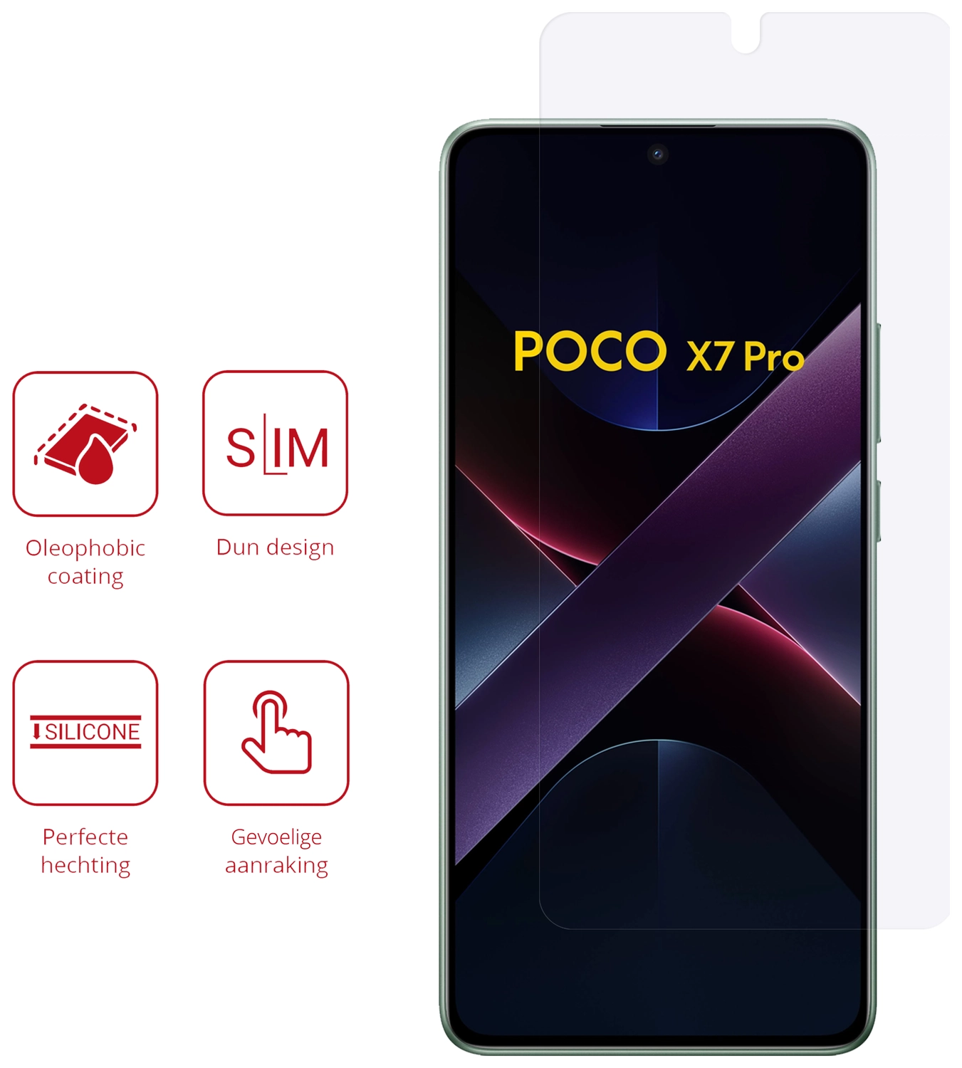 Rosso Xiaomi Poco X7 Pro Screen Protector Case Friendly Folie Duo Pack afbeelding 2