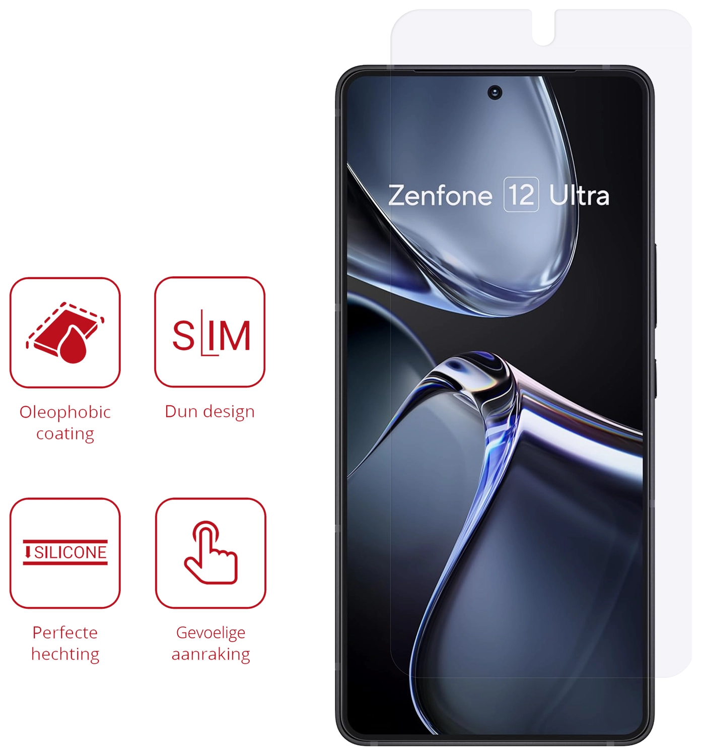 Rosso Asus Zenfone 12 Ultra Screen Protector Case Friendly Folie Duo Pack afbeelding 2